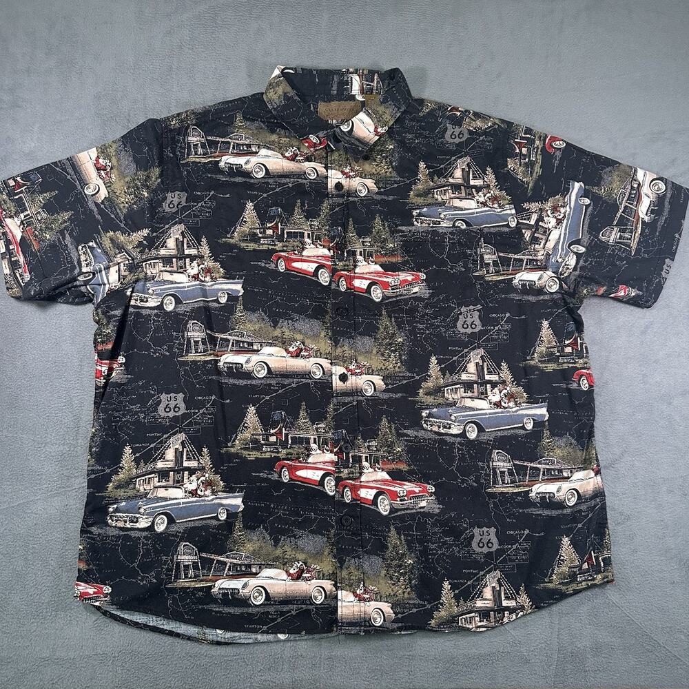 Clearwater Outfitters Santa Classic Cars Route 66 Hawaiian Shirt Size 2XL